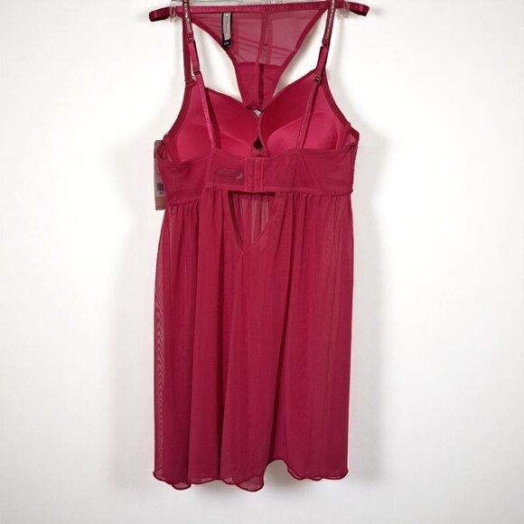 BCBGeneration Large Hot Pink Pushup Babydoll Nighty & Thong Set NWT - Picture 8 of 10